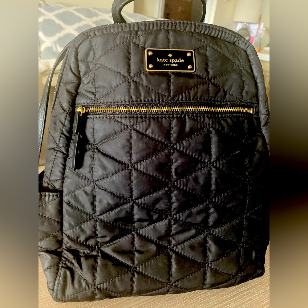 Kate Spade Wilson Road Quilted Backpack - Black, 12”x9”